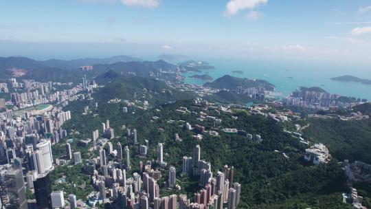 香港太平山顶航拍大景