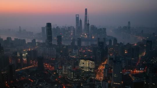 上海市区日出航拍