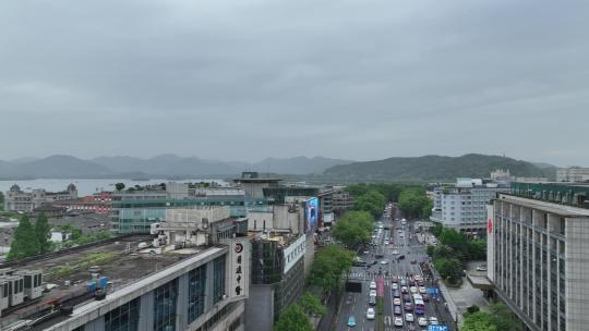 杭州庆春路建筑航拍空镜