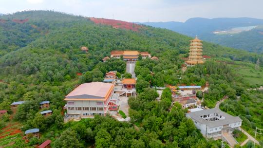 庆寿禅寺富民地标寺庙古建筑佛塔航拍