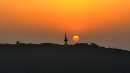 长沙岳麓山清晨日出唯美长焦航拍