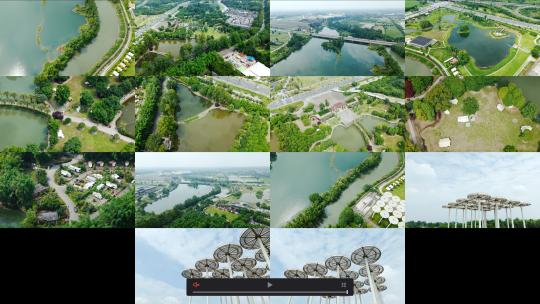4K航拍成都新津斑竹林多镜头合集农博园远景高清在线视频素材下载
