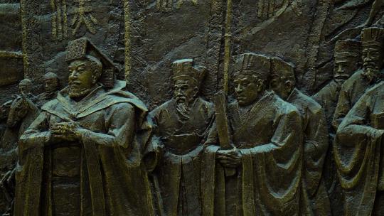 南阳博物馆历史名人壁画雕刻视频素材模板下载