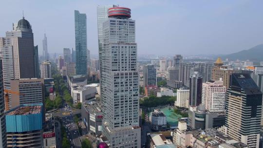 4k 航拍南京商业区南京路现代建筑景观