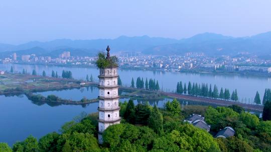 富春江江南水乡风景航拍视频视频素材模板下载