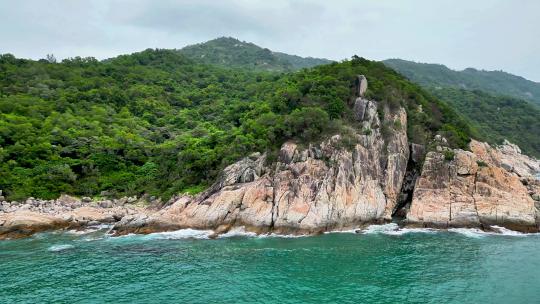 航拍深圳户外海岸线徒步线路大鹿港