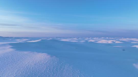 航拍4K雪域草原雪景暮色