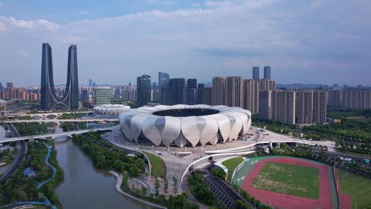 杭州亚运会馆奥体中心体育场航拍