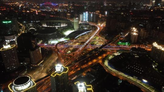 上海徐汇区夜景航拍