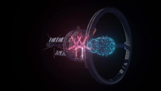 彩色发光粒子外星空间站3d全息扫描无缝循环