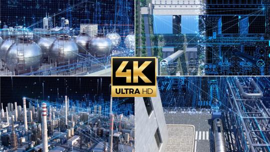 科技工业 工业园区 烟囱 航拍 素材高清在线视频素材下载