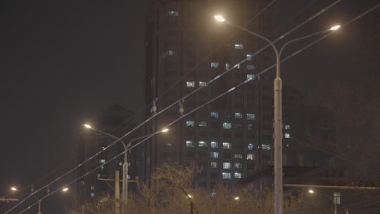 城市路灯夜景视频素材模板下载