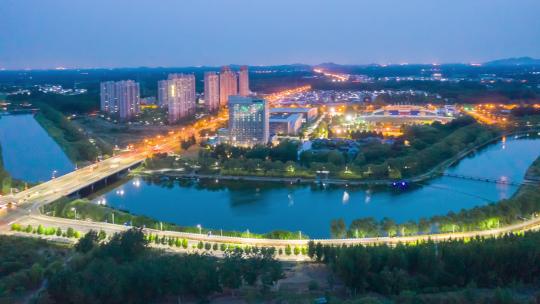 北京市平谷区洳河城市夜景夜景航拍延时