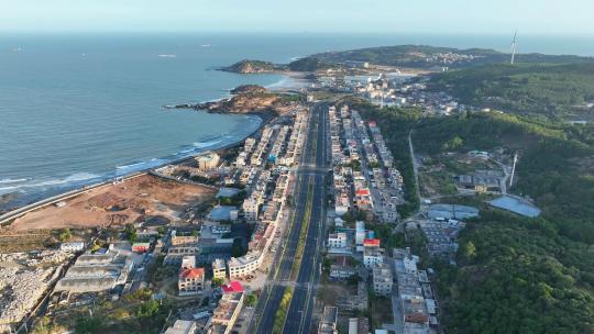 航拍福建漳州龙海沿海大通道乡村风光