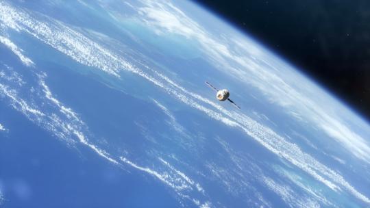 环绕地球轨道运行的太空舱4K (1)