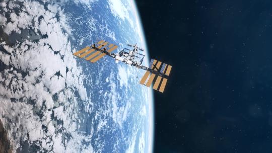 绕地球轨道运行的国际空间站4K