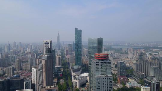 4k 航拍南京商业区南京路现代建筑景观
