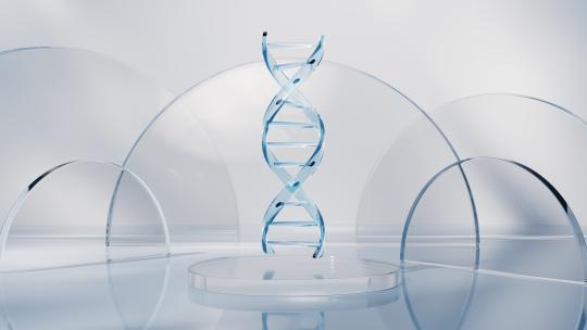透明DNA结构生物科技概念3D渲染