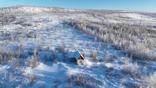 航拍大兴安岭隆冬林海雪原