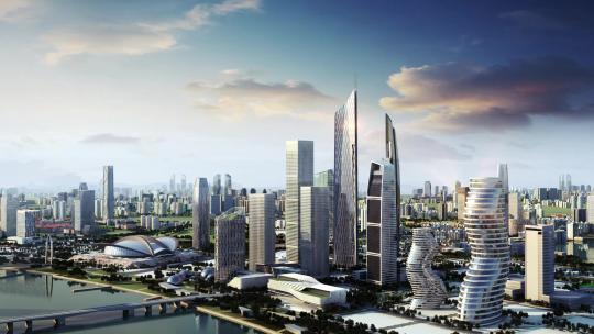 未来城市 异形建筑 科技生态 亲水滨河