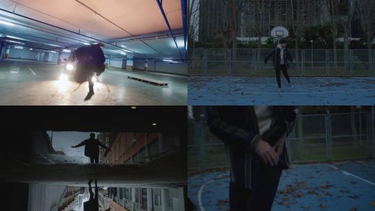 【合集】舞者男人在城市地下停车场户外跳街舞