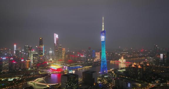 航拍广州夜景