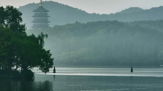 清晨杭州西湖三潭印月雷峰塔3