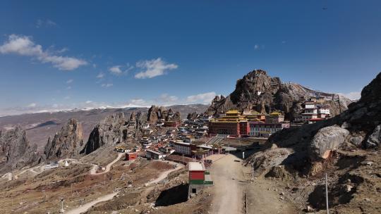 西藏孜珠寺航拍视频素材模板下载