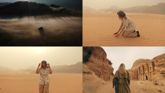 【合集】沙漠中的人在行走