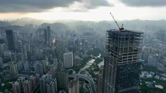 航拍贵州贵阳现代化城市建设贵阳中心风光