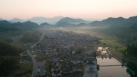 安徽黄山市黟县西递古村徽派村落航拍