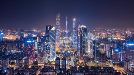 广州珠江新城CBD中轴夜景4K视频素材模板下载