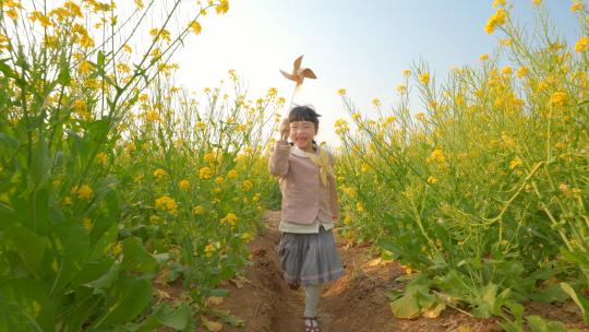 田野中快乐奔跑的儿童 放飞梦想视频素材模板下载