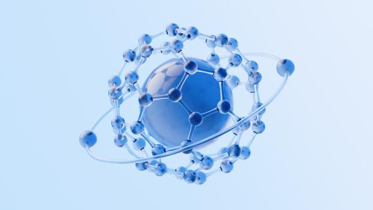 蓝色玻璃材质分子结构3D渲染视频素材模板下载