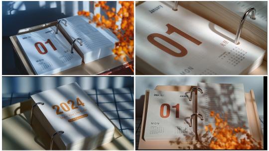 2024年元旦日历翻页高清在线视频素材下载