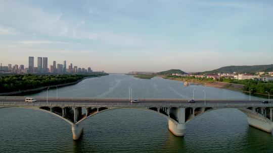 湖南长沙橘子洲湘江大桥4k航拍