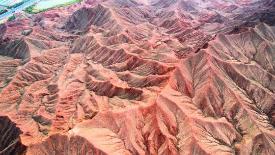 航拍甘肃旅游张掖七彩丹霞景区地理地貌