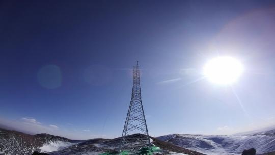 4K5200米雪山顶输电铁塔组立大延时1机位18