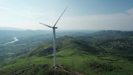 航拍户外山区风光新能源风力发电