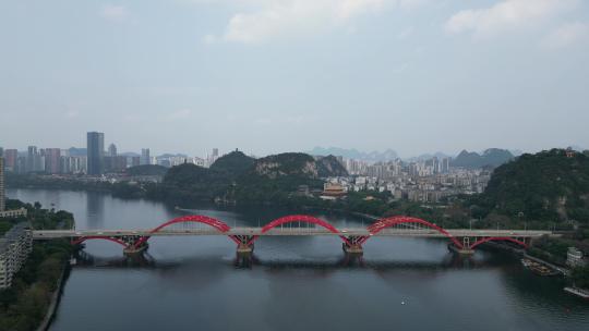 广西柳州文惠桥地标建筑航拍