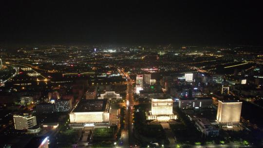 河南郑州金水路夜景航拍