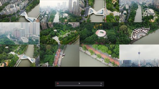 4K航拍成都成华公园活水公园高清在线视频素材下载