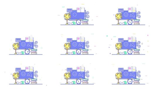 学习研究思考教育图标组合展示高清AE视频素材下载