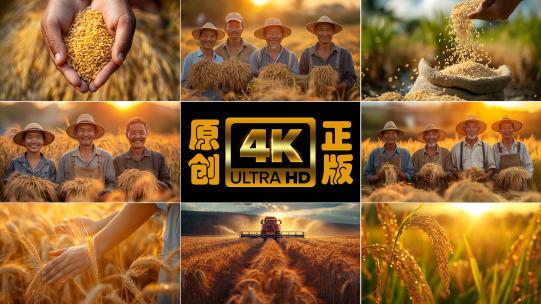 会员免费农业水稻丰收稻谷稻田农村乡村振兴高清在线视频素材下载