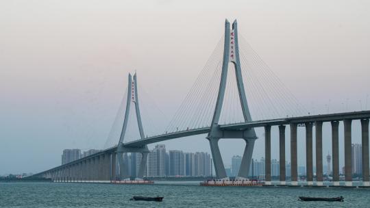 【4K】湛江海湾大桥升月-日转夜延时