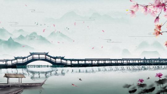 中国风廊桥山川动态背景