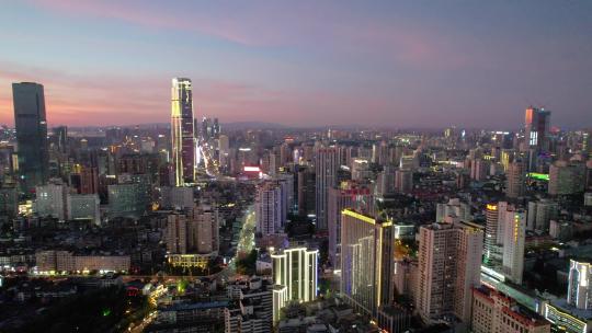 湖南长沙ifs国金中心城市夜景4k航拍