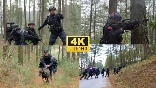 公安宣传反恐演习4k高清在线视频素材下载