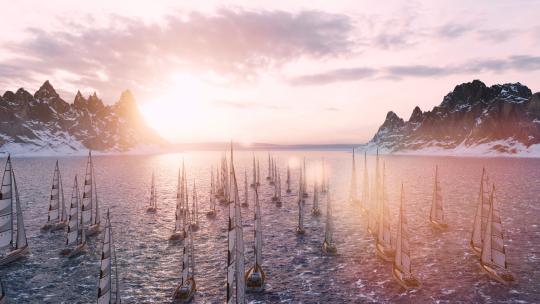 商务励志展望未来新征程日出飞机帆船合集