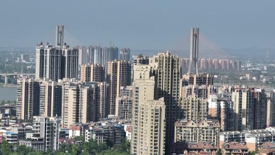 航拍鄂州城市高楼成片成排高档小区城市空镜